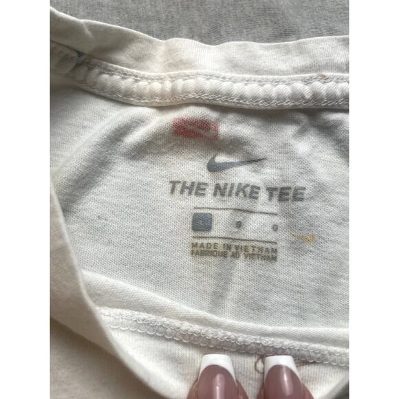 Nike Shirt Mens Large White Swoosh Short Sleeve Logo All Over Print Tee - Picture 3 of 7